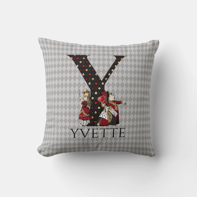 Wonderland Alice & Queen of Hearts Letter Y Cushion (Front)