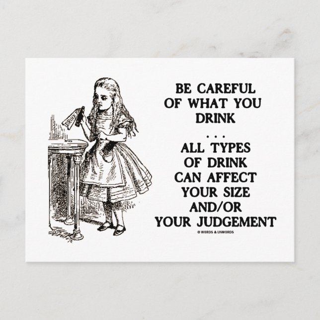 Wonderland Be Careful What You Drink (Alice) Postcard (Front)