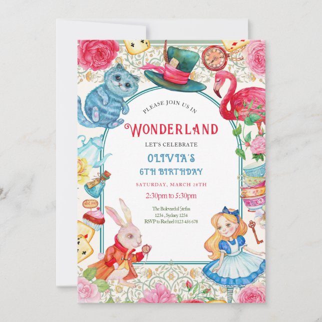 Wonderland Birthday Invitation (Front)