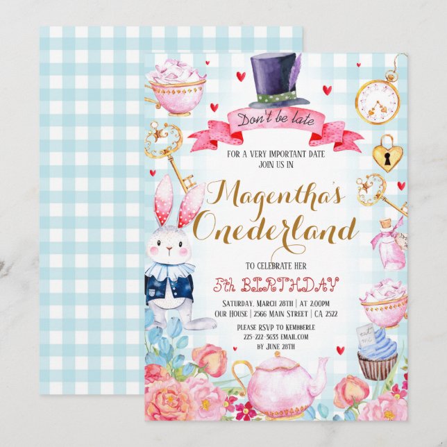 Wonderland birthday invitation (Front/Back)