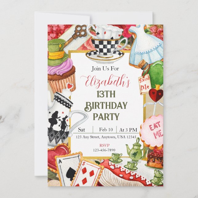 Wonderland Birthday Invite (Front)