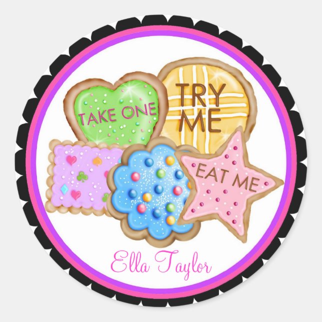 Wonderland Birthday Party Stickers (Front)