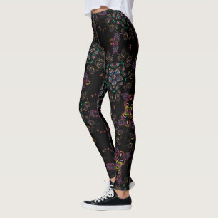 Wonderland crazy kitty geometric black emerald leggings