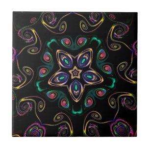 Wonderland crazy kitty geometric black emerald tile