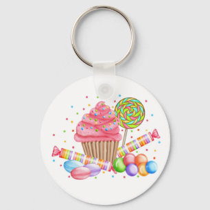 Wonderland Cupcake Candy Lollipop Sweet Tarts Key Ring