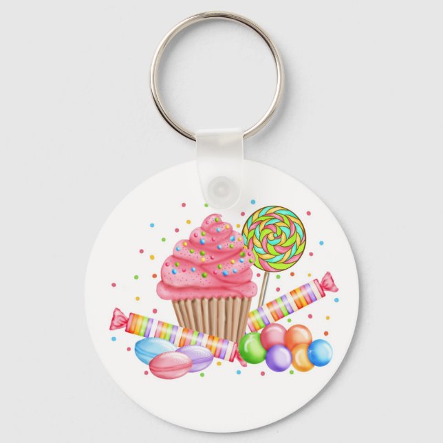 Wonderland Cupcake Candy Lollipop Sweet Tarts Key Ring (Front)