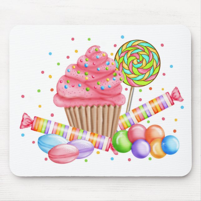 Wonderland Cupcake Candy Lollipop Sweet Tarts Mouse Mat (Front)