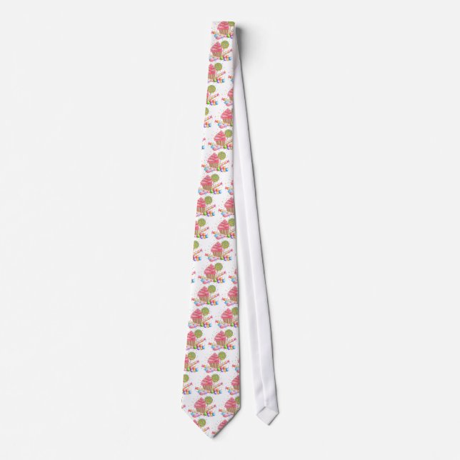 Wonderland Cupcake Candy Lollipop Sweet Tarts Tie (Front)