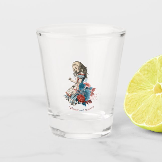 Wonderland Curiouser Vintage Storybook Alice Shot Glass (Front)