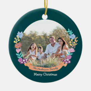 Wonderland Dreamer floral wreath_green Ceramic Tree Decoration