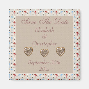 Wonderland Flamingos Save The Date Wedding Magnet