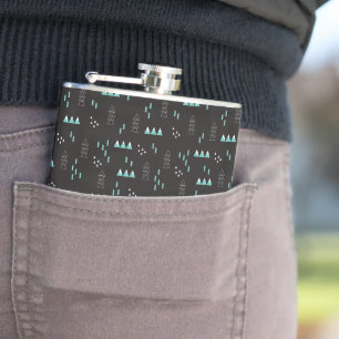 Wonderland Geometric Night Pattern Hip Flask