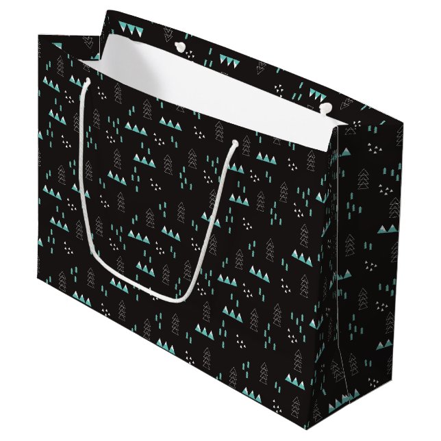 Wonderland Geometric Night Pattern Large Gift Bag (Front Angled)