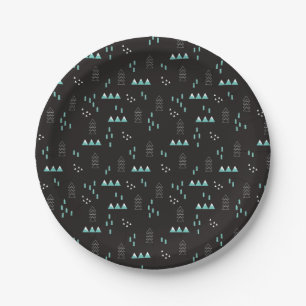 Wonderland Geometric Night Pattern Paper Plate