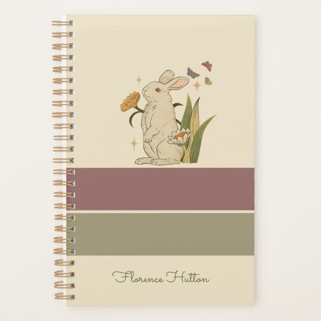 Wonderland Grey Vintage Rabbit  Planner (Front)