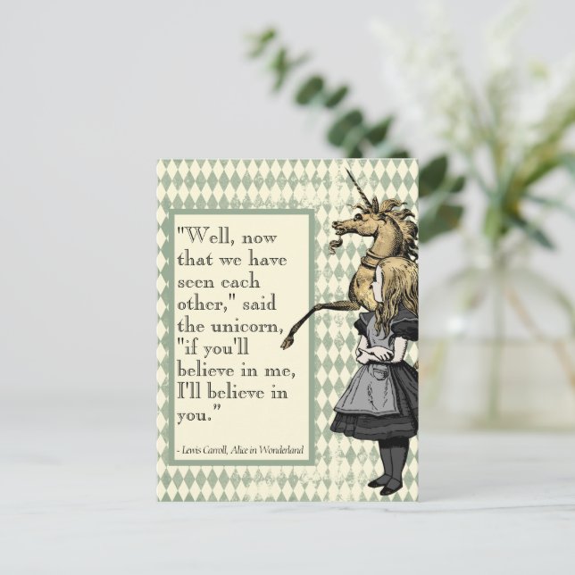 Wonderland I'll Believe In You Unicorn  Postcard (Standing Front)
