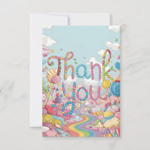 Wonderland Lollipop Candyland thank you card