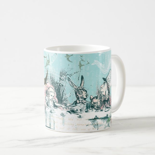 Wonderland Mad Tea Party Aqua Pink Mug (Front Right)