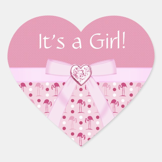 Wonderland Pink Flamingo New Baby Girl Stickers (Front)