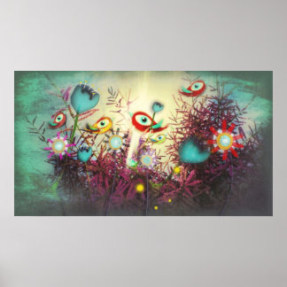 Wonderland Poster Huge eyes Birds