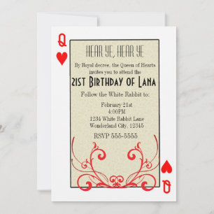 Wonderland Queen of Hearts Card Invitation