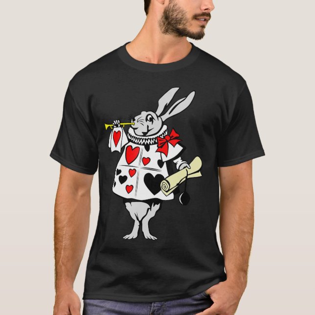 Wonderland Rabbit Easter Bunny Playing Music T-Shirt (Front)