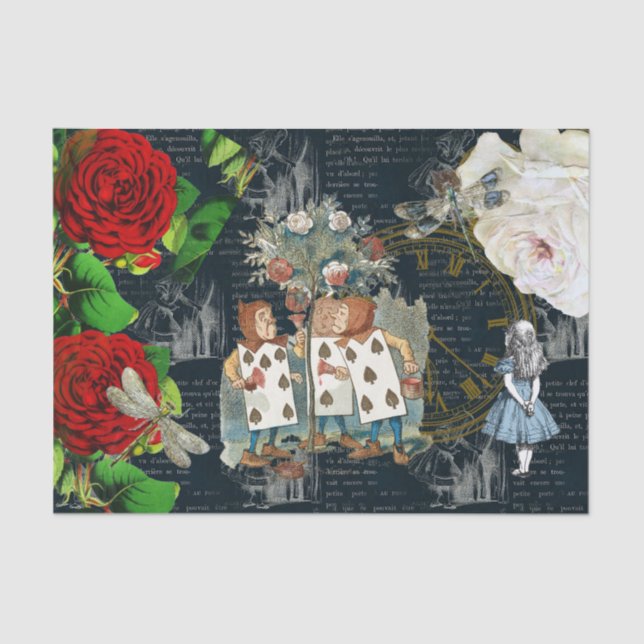 Wonderland Roses Cards Literary Tissue Paper (Front)