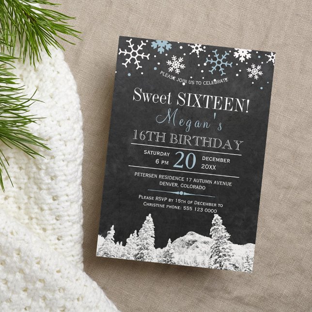 Wonderland snowflakes chic winter sweet sixteen invitation (Creator Uploaded)