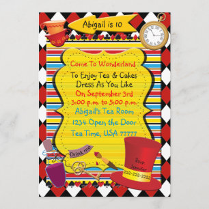 Wonderland Tea Party Birthday Invitation