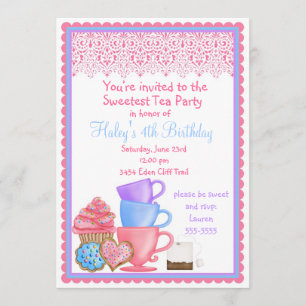 Wonderland Tea Party Birthday Invitations