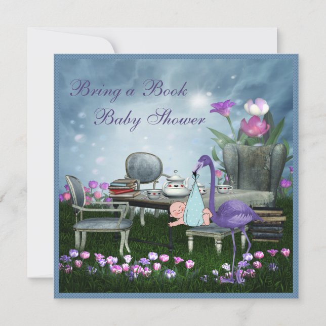 Wonderland Tea Party Bring A Book Baby Shower Invitation (Front)