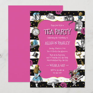 Wonderland Tea Party Hot Pink Invitation