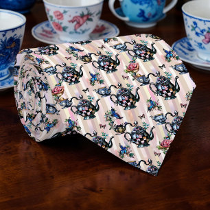 Wonderland Teapot Pattern Necktie Tie