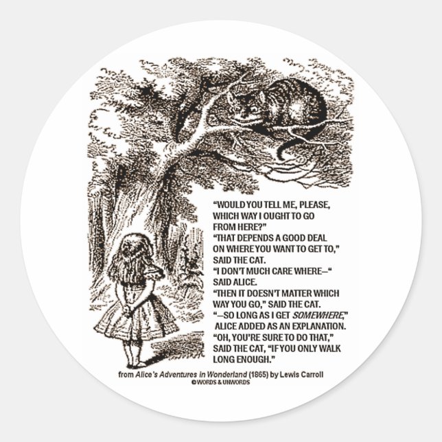 Wonderland Which Way I Ought To Go Quote Classic Round Sticker (Front)