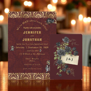 Wonderland Whimsy Gold, Black Wedding Invitation