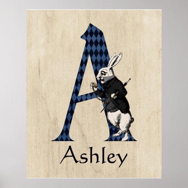 Wonderland White Rabbit Letter A  Poster (Front)