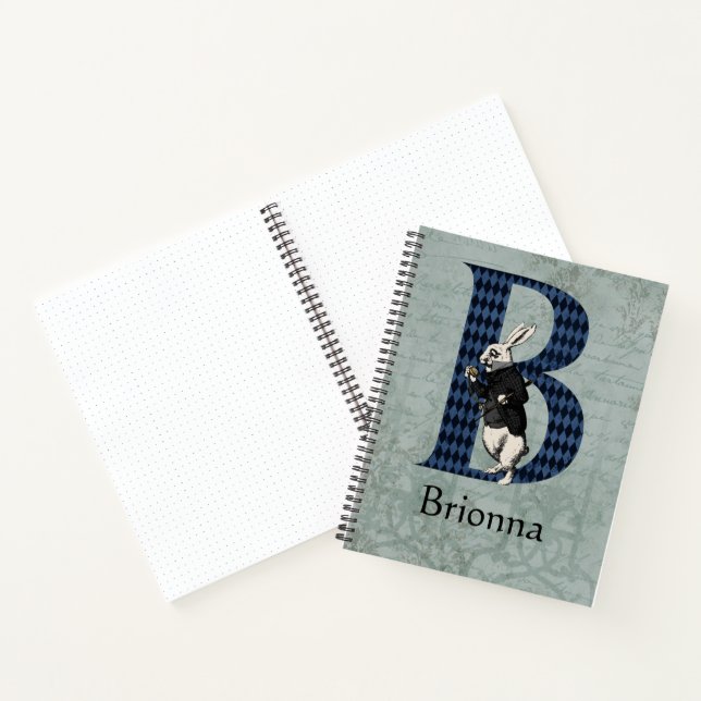 Wonderland White Rabbit Letter B Bullet Journal (Inside)