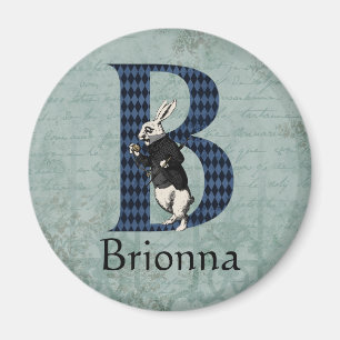 Wonderland White Rabbit Letter B  Magnet