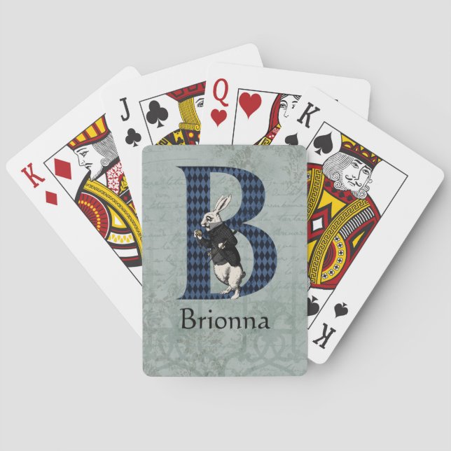 Wonderland White Rabbit Letter B Playing Cards (Back)