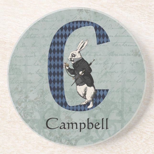 Wonderland White Rabbit Letter C   Coaster (Front)