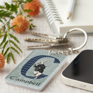 Wonderland White Rabbit Letter C   Key Ring
