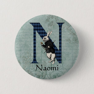 Wonderland White Rabbit Letter N 6 Cm Round Badge