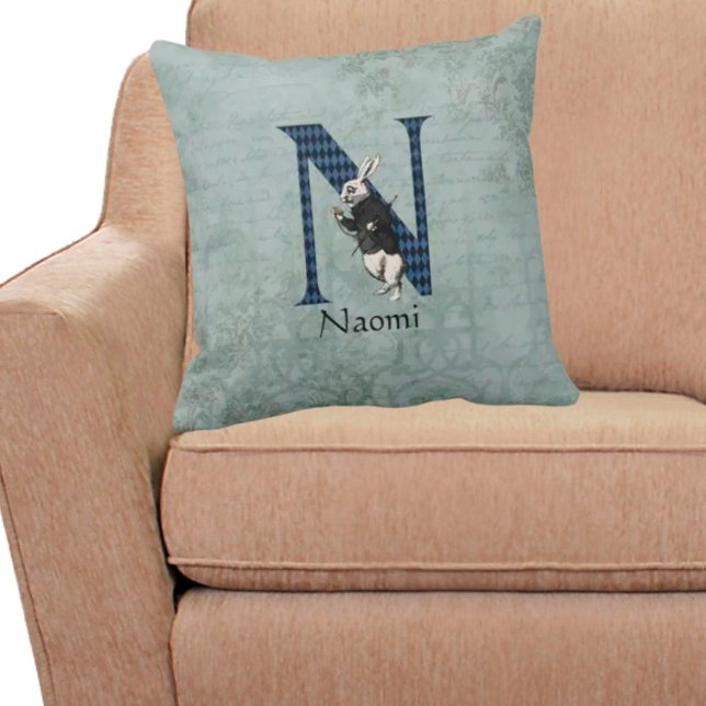 Wonderland White Rabbit Letter N  Cushion (Creator Uploaded)