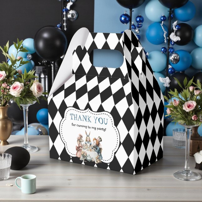 Wonderland with Black White Diamonds Birthday Favour Box (Creator Uploaded)