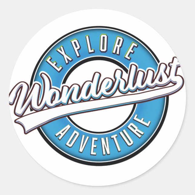 Wonderlust Explore Adventure Classic Round Sticker (Front)