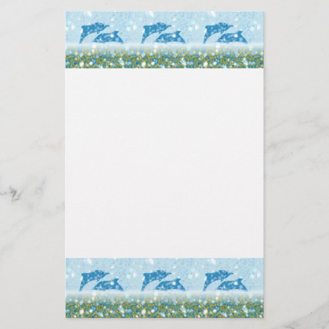 Wonderous Dolphins In The Sparkling Mystical Sea Stationery (Front)