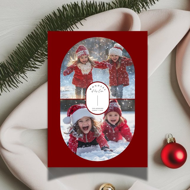 Wonders His Love Religious Christmas Capsule Photo Holiday Card (Creator Uploaded)