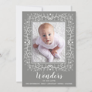 Wonders of His Love Christmas Photo Elegant Frame Holiday Card