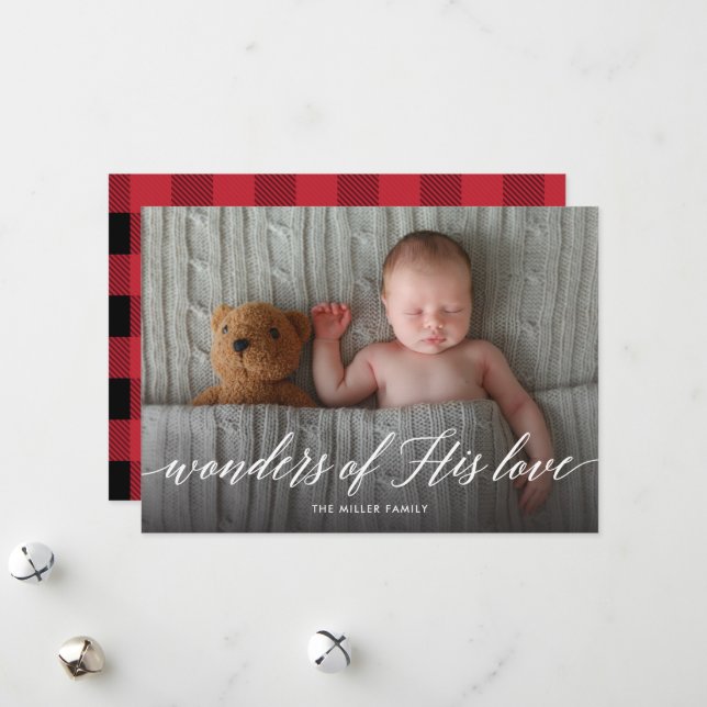 Wonders of His Love Holiday Photo Card (Front/Back In Situ)