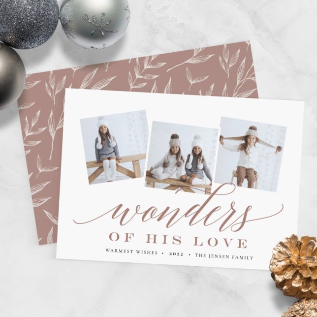 Wonders of His Love | Holiday Photo Collage Card (Creator Uploaded)